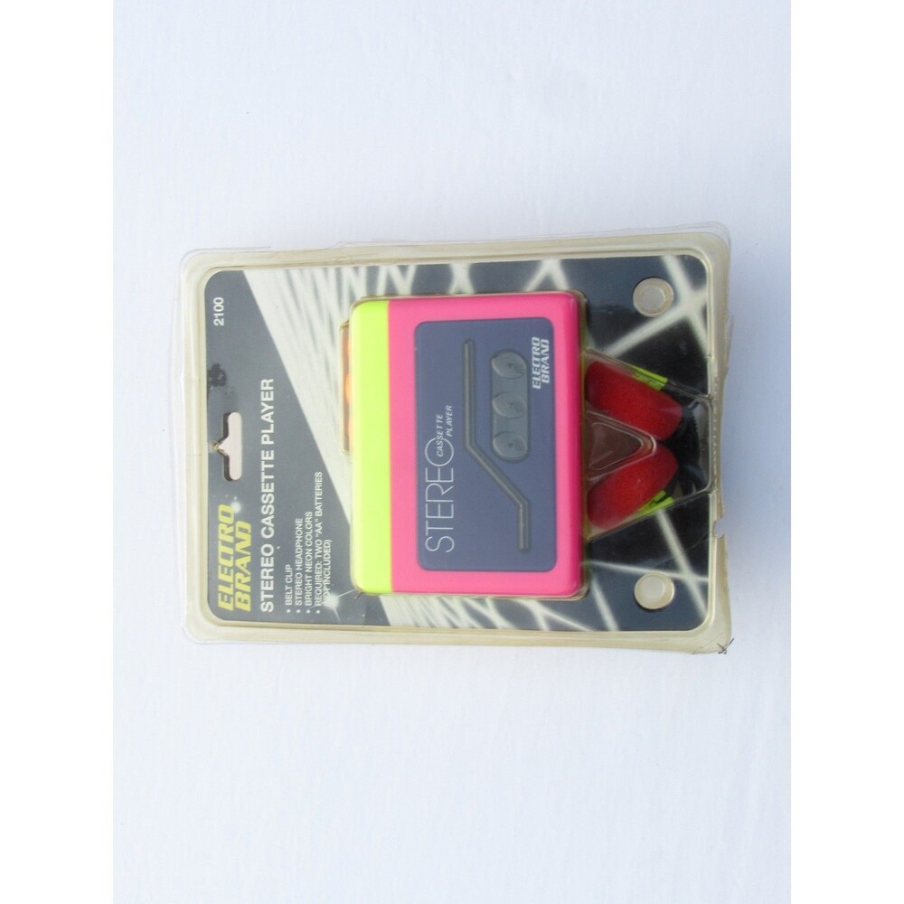 Electro Brand 2100 Stereo Personal Cassette Player Pink Neon Green New Sealed